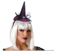 BigBuy Carnival Diadema Halloween Sombrero Bruja Morado