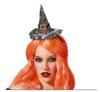 BigBuy Carnival Diadema Sombrero Bruja Halloween Plateado