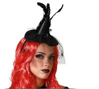 BigBuy Outdoor Diadema Sombrero Carnival Bruja Halloween con plumas