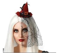 BigBuy Carnival Diadema Sombrero Bruja Halloween Rojo