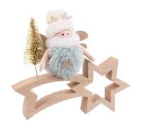 BigBuy Christmas Adorno Navideño Colgante Multicolor Natural Madera Tejido 18 x 6 x 16 cm