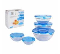 BigBuy Cooking Cuenco Adele con Tapa Apilable 5 Piezas Azul 17 (12 Unidades)