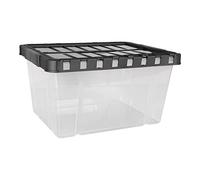 BigBuy Home Caja de almacenaje con Tapa Double Transparente Antracita, 29 l (Referencia: S2210454)