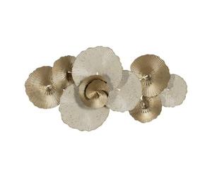 BigBuy Home Decoración de Pared Abstracto Blanco Dorado Hierro 91,4 x 6,4 x 49,5 cm