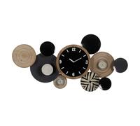 BigBuy Home Decoración de Pared Negro Natural Hierro Reloj 128,3 x 7 x 64,1 cm