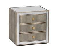 BigBuy Home Mesita de Noche Chloe Dorado Espejo Cristal Madera MDF 51 x 41 x 51 cm
