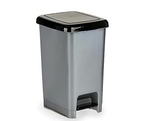 BigBuy Home Papelera con Pedal Negro Gris Plástico 25 L (37 x 47 x 26,9 cm) (8 Unidades)