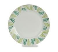 BigBuy Home Plato de Postre Hojas Blanco Verde Ø 19 cm Porcelana (10 Unidades)
