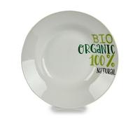BigBuy Home Plato Hondo Organic Blanco Verde Ø 20,6 cm Porcelana (10 Unidades)
