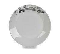 BigBuy Home Plato Llano Ø 24,4 cm Negro Blanco Porcelana Pasta (10 Unidades) - Marca EAN: 4899888601531