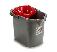 BigBuy Home S3600292 Cubo De Fregona Con Escurridor Automático, 31 X 31 X 41 Cm, color Gris/Rojo