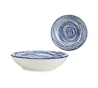 Bigbuy Home S3605163 Plato Hondo Azul Porcelana, Diámetro 20 cm