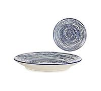 Bigbuy Home S3605164 Plato Porcelana, Azul, Diámetro 20 cm