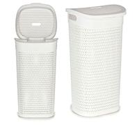 BigBuy Home S3605798 Cesto para la Ropa Sucia, Blanco, Plástico, 60 l, 44 x 57 x 34.5 cm