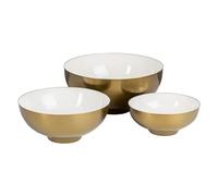 BigBuy Home S8802610 Cuenco, Dorado Blanco Hierro, 30cm x 30cm x 14cm, 3 Unidades