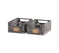 BigBuy Home Set de Cajas Organizadoras Apilables Gris oscuro 25 x 16,5 x 10 cm