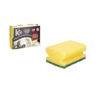 BigBuy Home Set de Estropajos Amarillo Verde Poliuretano Fibra abrasiva 4 Piezas (11 Unidades)
