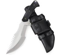 BIGCAT ROAR Black Jaguar Tracker D2 - Cuchillo Tracker Acero D2 30 5 cm - Mango Micarta y Funda Cuero - EDC Caza Bushcraft Campo Monte y Supervivencia - Regalo Hombres Cazadores o Coleccionistas