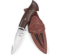 BIGCAT ROAR Predator Hunter - Cuchillo Caza Acero D2 Artesanal 25 4 cm - Mango Madera Nogal y Funda Cuero - EDC Bushcraft Monte Campo y Supervivencia - Regalo Hombres Cazadores o Coleccionistas