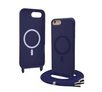 Bigcousin Funda Magnética con Cuerda Compatible con iPhone 8 Plus/7 Plus,Compatible con Magsafe,Silicona Caso con Correa Colgante Ajustable Collar Correa de Cuello Cadena Cordón,Azul