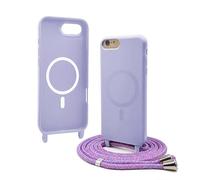 Bigcousin Funda Magnética con Cuerda Compatible con iPhone 8 Plus/7 Plus,Compatible con Magsafe,Silicona Caso con Correa Colgante Ajustable Collar Correa de Cuello Cadena Cordón,Morado