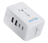Bigfish Adaptador Enchufe Universal de Viaje, Adaptador Universal Enchufe Viaje con 2 USB-C y 2 USB-A, Adaptador Enchufe UK USA Japon Canadá Australia Tailandia, Universal Travel Adapter