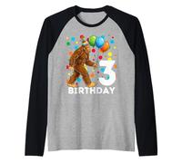 Bigfoot 3er Cumpleaños Sasquatch Loving Camiseta Manga Raglan