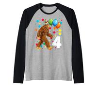 Bigfoot 4º cumpleaños Sasquatch Loving Camiseta Manga Raglan