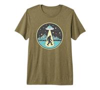 Bigfoot Abduction! Vintage Sasquatch & UFO Alien Graphic Camiseta Premium