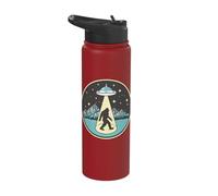 Bigfoot Abduction! Vintage Sasquatch & UFO Alien Graphic Stainless Steel Insulated Water Bottle