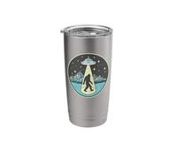 Bigfoot Abduction! Vintage Sasquatch & UFO Alien Graphic Vaso térmico de acero inoxidable de doble pared