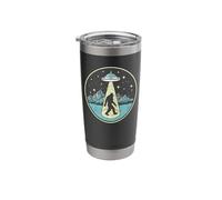 Bigfoot Abduction! Vintage Sasquatch & UFO Alien Graphic Vaso térmico de acero inoxidable de doble pared