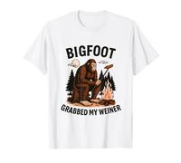 Bigfoot Agarró Mi Weiner Desquiciado Gen Z Sátira Meme Obsceno Camiseta