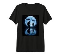 Bigfoot Alien Amistad Luz de Luna UFO Divertido Encuentro Noche Camiseta Premium
