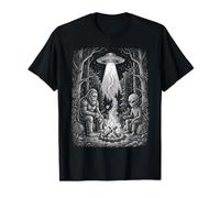 Bigfoot Alien Campfire OVNI Bosque Paranormal Art Design Camiseta