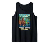 Bigfoot Alien Campfire Press Start To Camp, Divertido Estilo Retro Camiseta sin Mangas