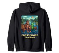Bigfoot Alien Campfire Press Start To Camp, Divertido Estilo Retro Sudadera con Capucha