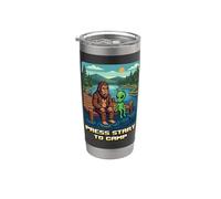 Bigfoot Alien Campfire Press Start To Camp, divertido estilo retro Vaso térmico de acero inoxidable de doble pared