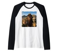Bigfoot Alien Cat Funny Selfie Hiking Squad Ciudad del Cabo Camiseta Manga Raglan
