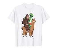 Bigfoot Alien Gnomo Montando una Alpaca Camiseta