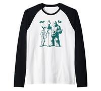 Bigfoot & Alien Mandolina y Tambor de Mano 67 Meme Divertido de Seis Siete Camiseta Manga Raglan