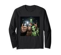 Bigfoot Alien OVNI Selfie Sasquatch Bosque Criptido Paranormal Manga Larga