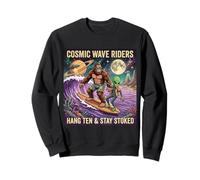 Bigfoot Alien Surfing Retro Sci-Fi UFO Sasquatch Beach Surf Sudadera