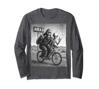 Bigfoot Alien UFO Bike Ride Rock On Area 51 Vintage Divertido Manga Larga