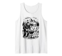 Bigfoot and Alien BBQ UFO Grill Picnic Camiseta sin Mangas