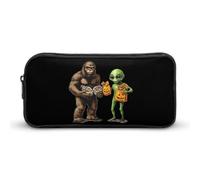 Bigfoot and Aliens - Estuche divertido para lápices de Halloween, estuche para bolígrafos, maquillaje, bolsa de almacenamiento