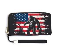 Bigfoot and American Flag - Cartera de piel con correa para la muñeca para hombres y mujeres, Estilo:, 20.0*10.5cm