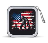 Bigfoot and American Flag - Funda para CD portátil con capacidad para 40 DVD, organizador de almacenamiento para viajes en coche, Estilo:, Talla única