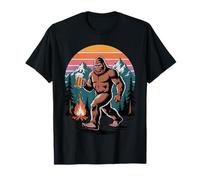 Bigfoot Beer Retro Sunset Camping Humor Sasquatch Camiseta