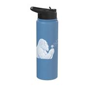 Bigfoot Blowing Wishes Dandelion Vintage Sasquatch Art Stainless Steel Insulated Water Bottle